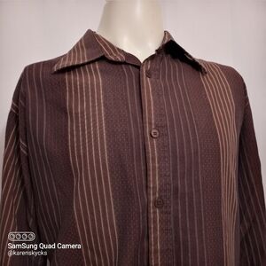 𝅺eighty Eight Sz XL Brown Striped Shirt